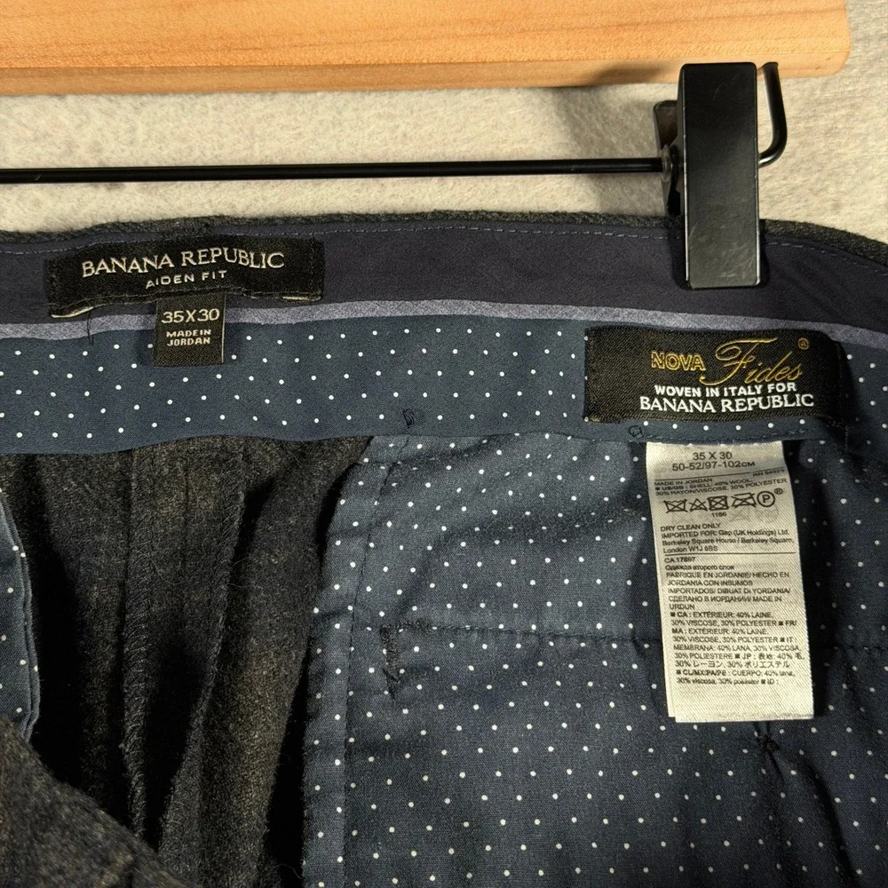 Vintage Banana Republic Aiden Fit Plaid Wool‎ Dress Pants Mens 35x30 Navy Formal